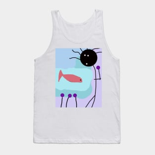 Kid Fish Flowers Stick Figure Tank Top